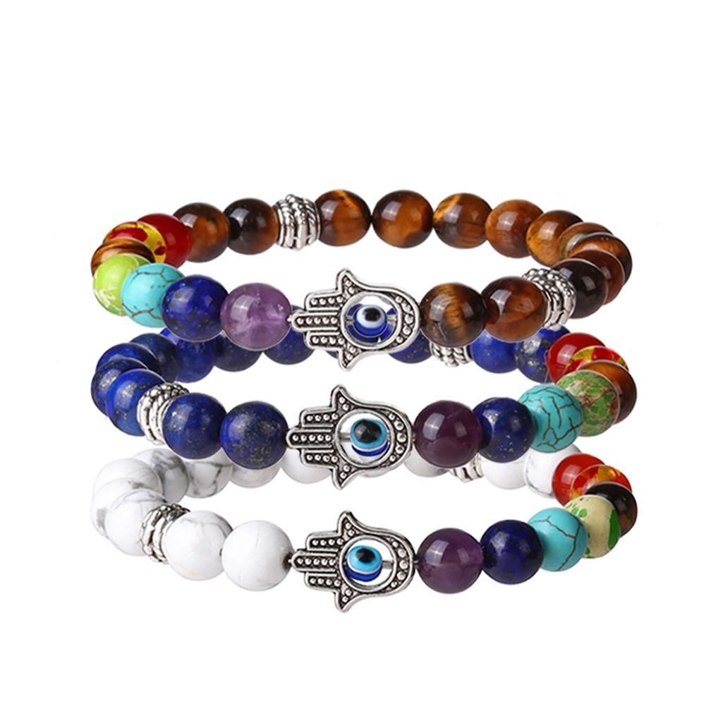 Unisex Hand Eye Pendant Decoration Colorful Beaded Bracelet Chic Hand Wear