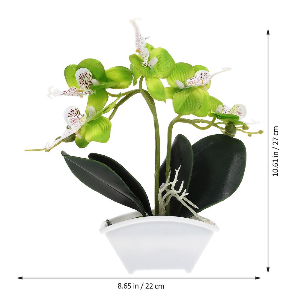 Mini Artificial Orchid Table Plant Decor Realistic Silk Flower Potted Fake Orchid for Bathroom Kitchen Office Home Decoration