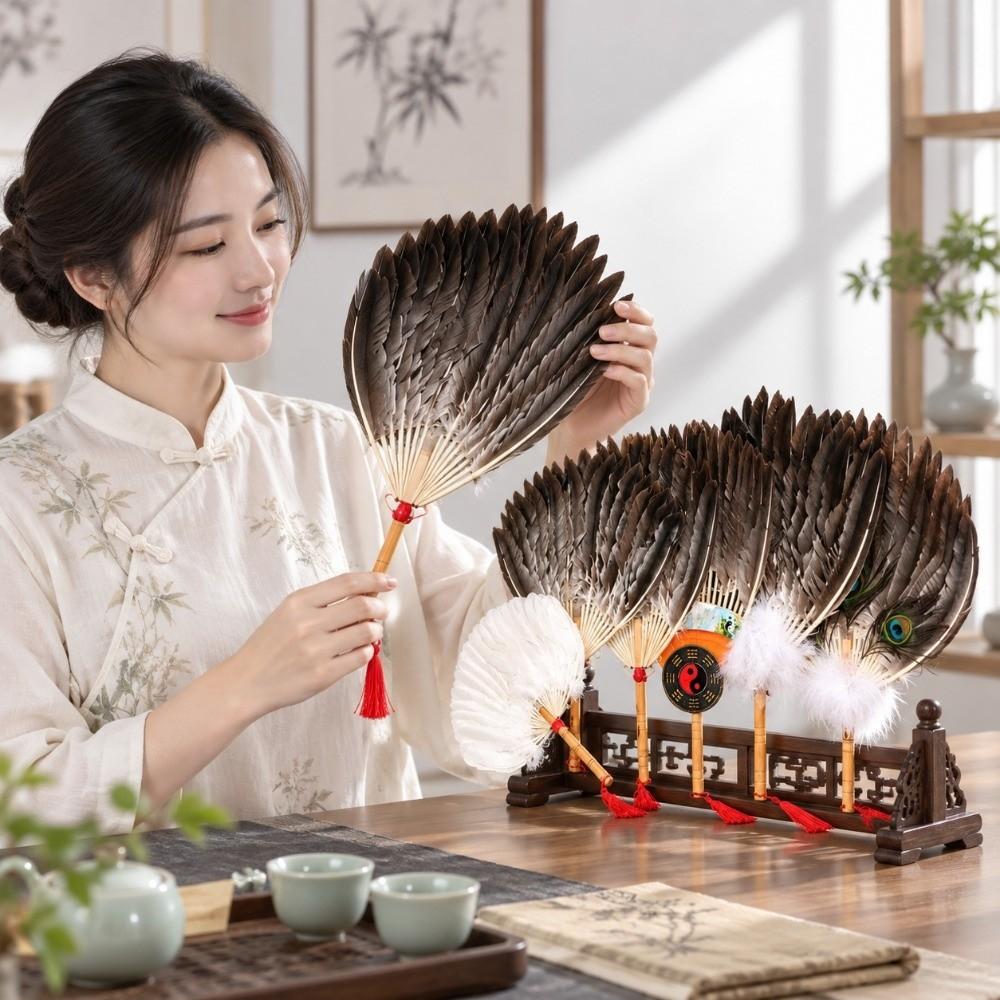 Multistyles Vintage Feather Fan Handmade Goose Feather Fan Drama Stage Performance Party Supplies