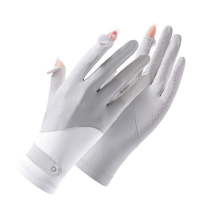 UV Protection Driving Gloves Women Lightweight Ice Silk Long Finger Anti-Slip Touchscreen Compatible Outdoor Cycling