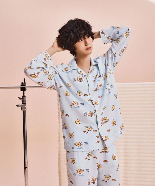 [SPAO] Rilakkuma Bears' Free Time Long Sleeve Pajamas (Light Blue)_SPPPG23U04 [Shipped from Korea] 100% Authentic