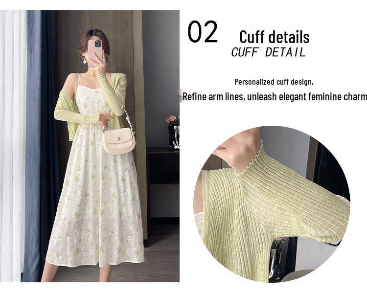 Floral Sling Dress & Sun Protection Cardigan Set - 2025 Spring/Summer Collection