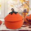 Pumpkin Basket Halloween Woven Storage Basket With Lid Rope Basket For Kids Candy Seasonal Home Organisation