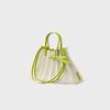 Lucky Pleats Canvas Coated Shopper L with Ribbon Lime