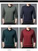 Men's High-End Business Casual Striped Long-Sleeve Polo for Spring & Autumn