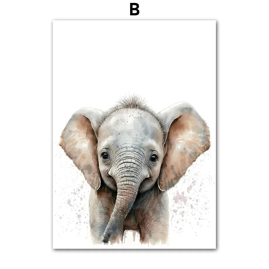 Giraffe Lion Elephant Animal Canvas Print Nursery Animal Nordic Wall Art Poster Picture Baby Children Room Christmas Home Decor