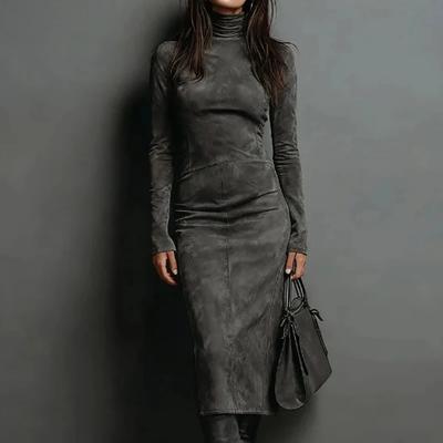 Naiste Elegantne Slim Fit Pikkade Varrukatega Peokleit Sügisene Lapitöö Vintage Lihtne Maksikleit Turtleneck Vabaaja Naiste Kleit