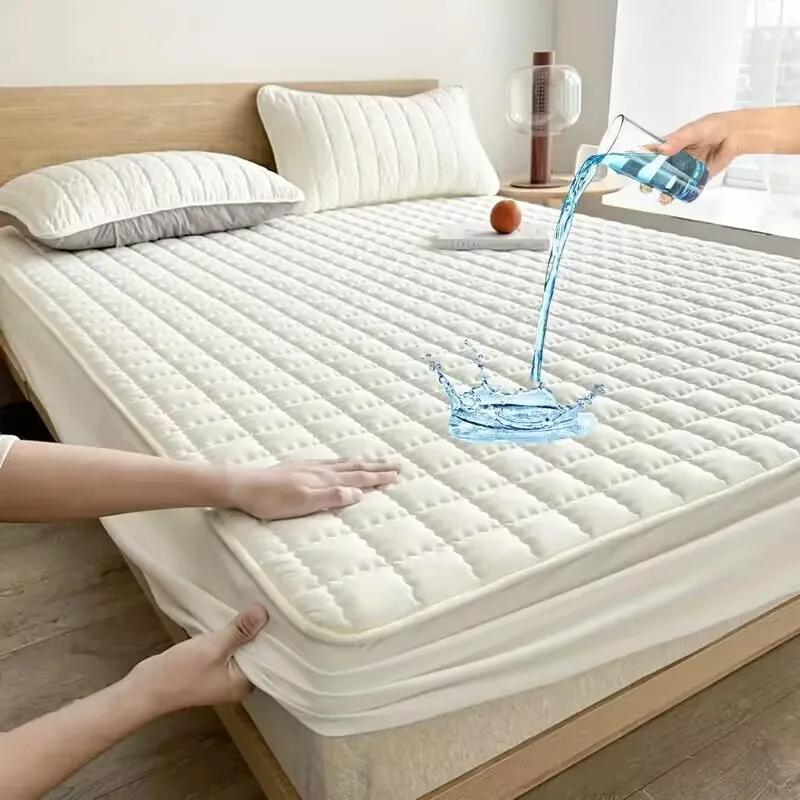 2025 Waterproof Thicken Mattress Cover Quilted Latex Mat Bed Covers Pad Skin-Friendly Fitted Sheet Protector Bedspread