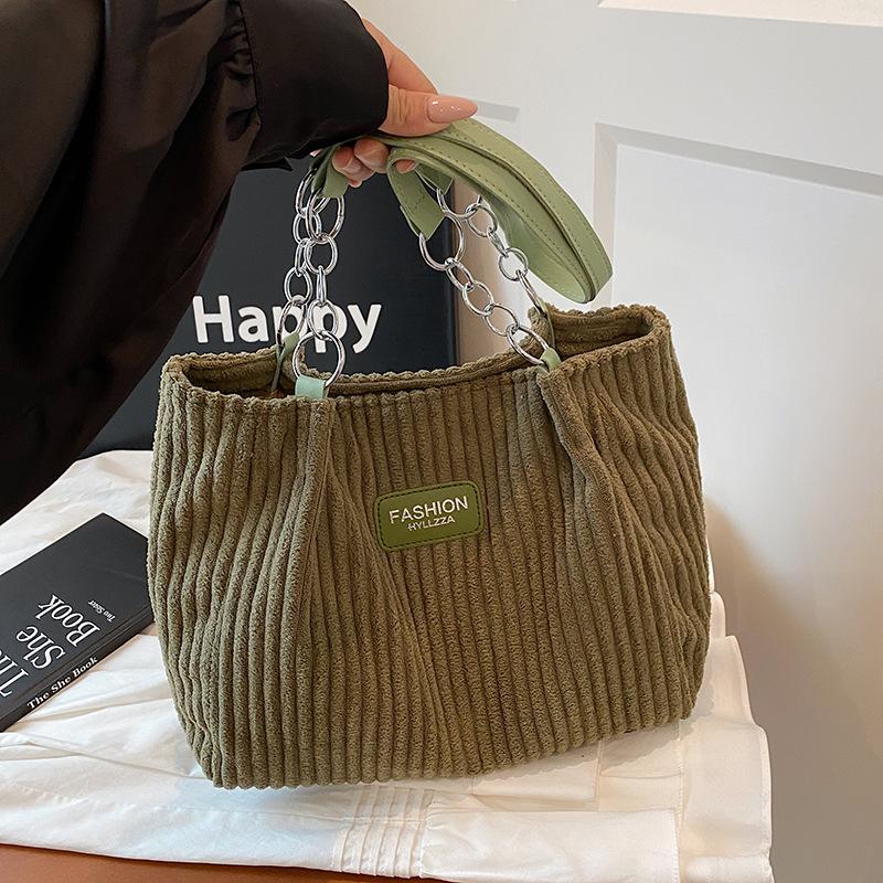 

Вельветовая сумка-тоут женская универсальная для поездок на работу, большая вместительная на плечо, осенне-зимний новый модный тренд, женская сумка под мышкой зелёный