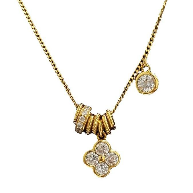 French Light Luxury Retro Passepartout Four-Leaf Clover Necklace Versatile Niche Design Court Style Women'S Neck Accessories