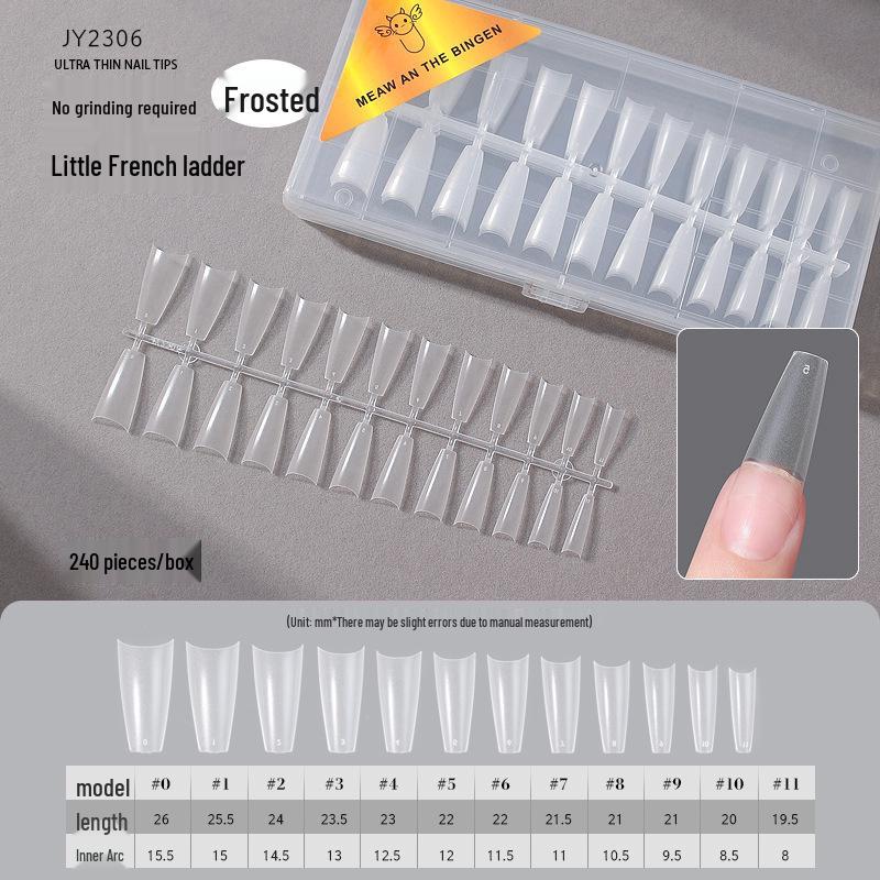 Dual-Use Seamless Transparent Frosted Nail Tips - Extendable Flat/Arc Design