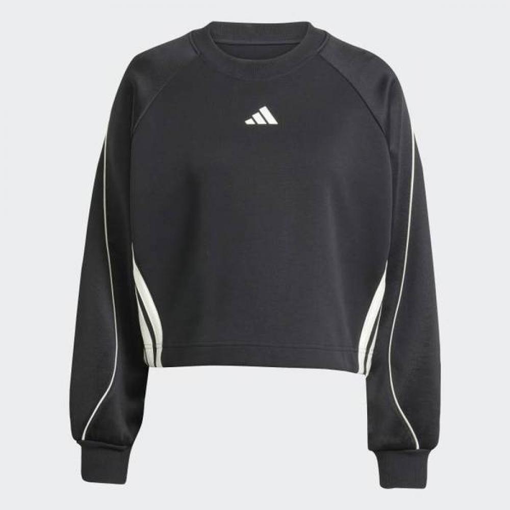 Adidas Women S looSe Layer Sweat 3 Stripe Crewneck Sweater Jl6...
