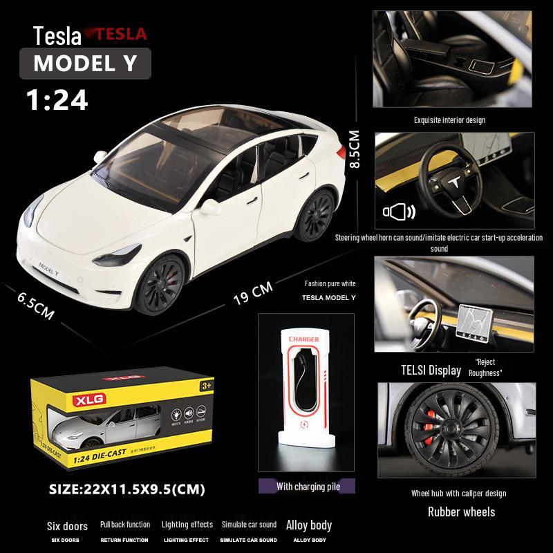 1:24 Tesla Alloy Car Model Simulation Toy - New Energy Vehicle for Kids