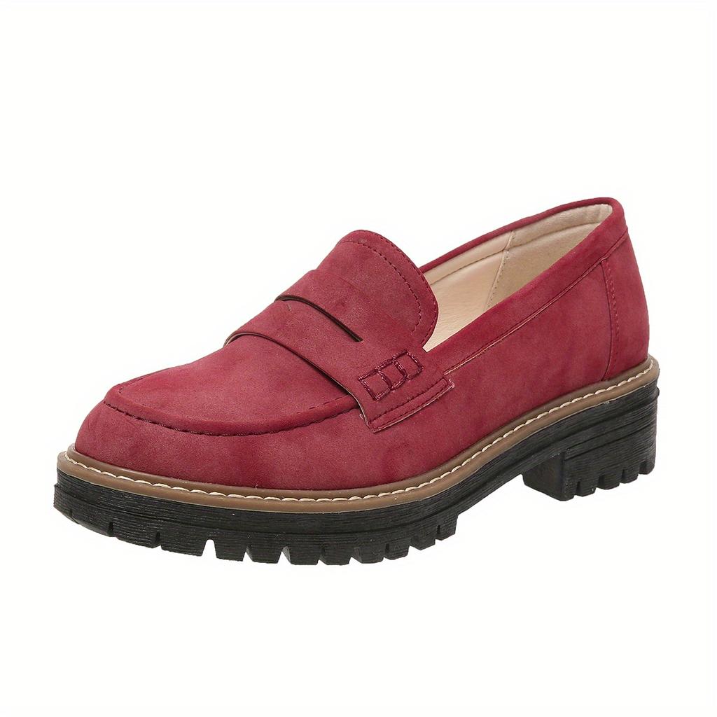 Stylish Women's Chunky Loafers | Easy Slip-On, Comfort Round Toe | Versatile & Durable Faux Leather for Fall Fashion