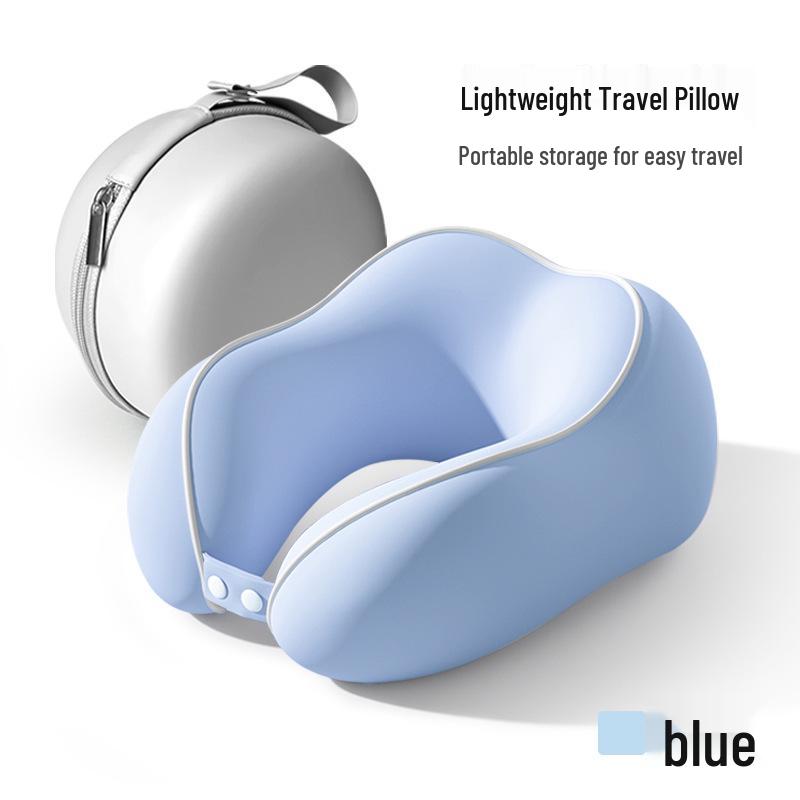 Almohada de Viaje Portátil con Espuma Viscoelástica en Forma de U para Cuello para Coche, Tren y Avión