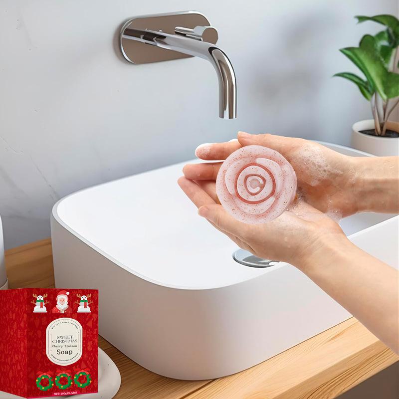Christmas Soap Christmas Cherry Blossom Soap Nicotinamide Soap Bath Handmade Cleansing Soap