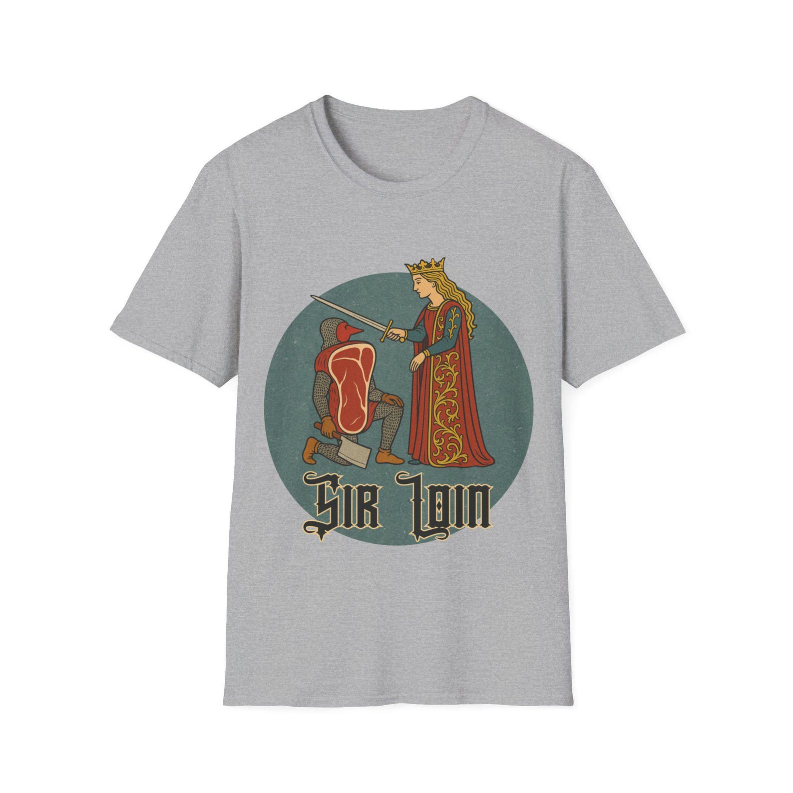 Sir Loin Medieval T-Shirt, Funny Food Pun Tee, Unisex Graphic Shirt, Steak Lover Gift, Beef Lovers Apparel 2XL
