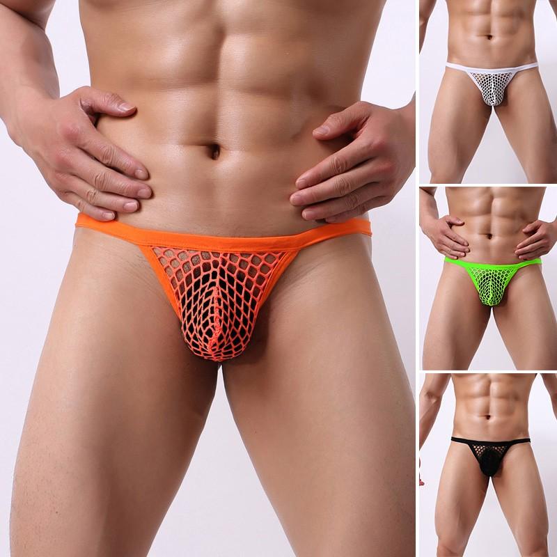 Bold Green Men's Low Rise Briefs Breathable Underwear G String T Back Thongs