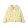 Short women's candy color age-reducing small season horn buckle large lapel short down cotton-padded coat