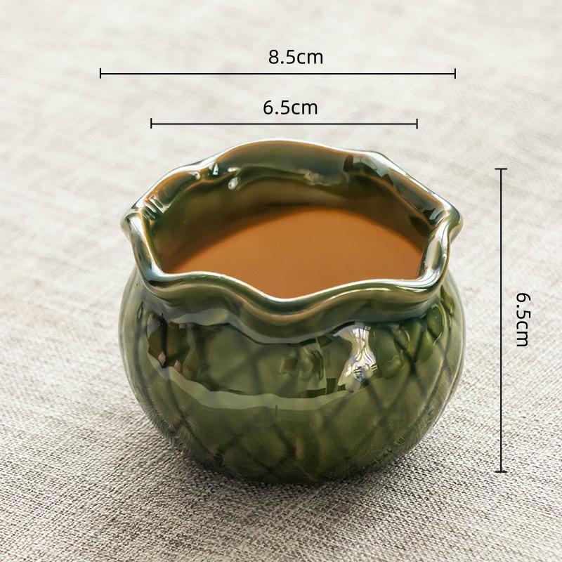 Creative Ceramic Flowerpot Petal-Rim / Lotus Shape Succulent Planter Desktop Ornament for Home Garden Decor
