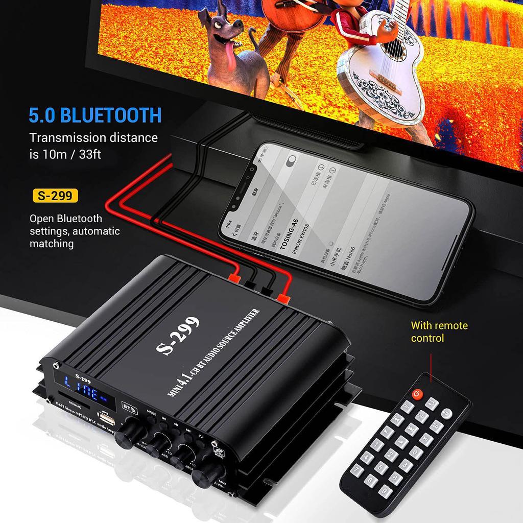 4.1 Channel Bluetooth Audiophile Amplifier S299 - High Power Subwoofer Speaker Home Audio
