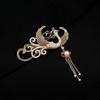 Medium enamel phoenix brooch high-end temperament women's pearl fringed pin coat suit accessories corsage