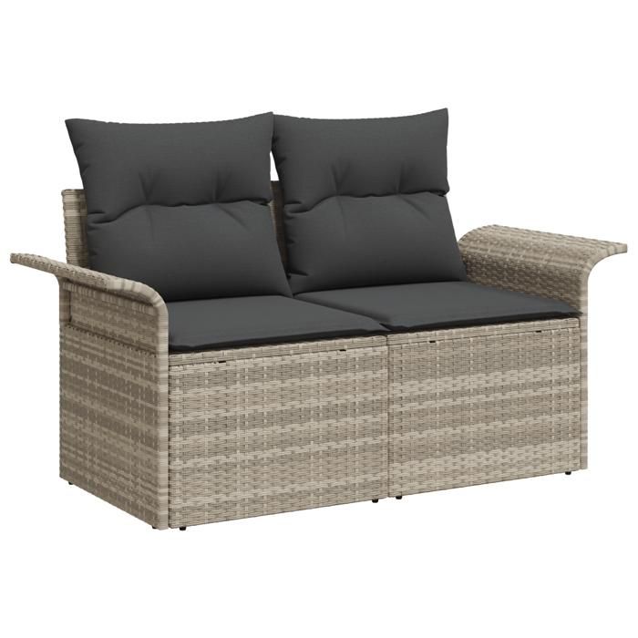 VidaXL Ensemble de canapé de jardin 6 pièces avec coussins gris clair en poly rattan. Résistant aux intempéries et super 3360203