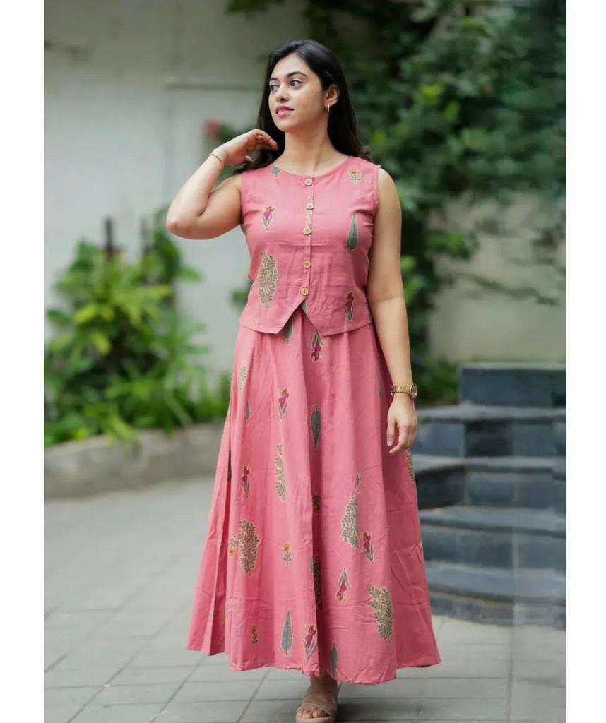 Women Designer Pure Cotton Top Skirt Set Indian Bollywood Top Tuinc Kurta Skirt