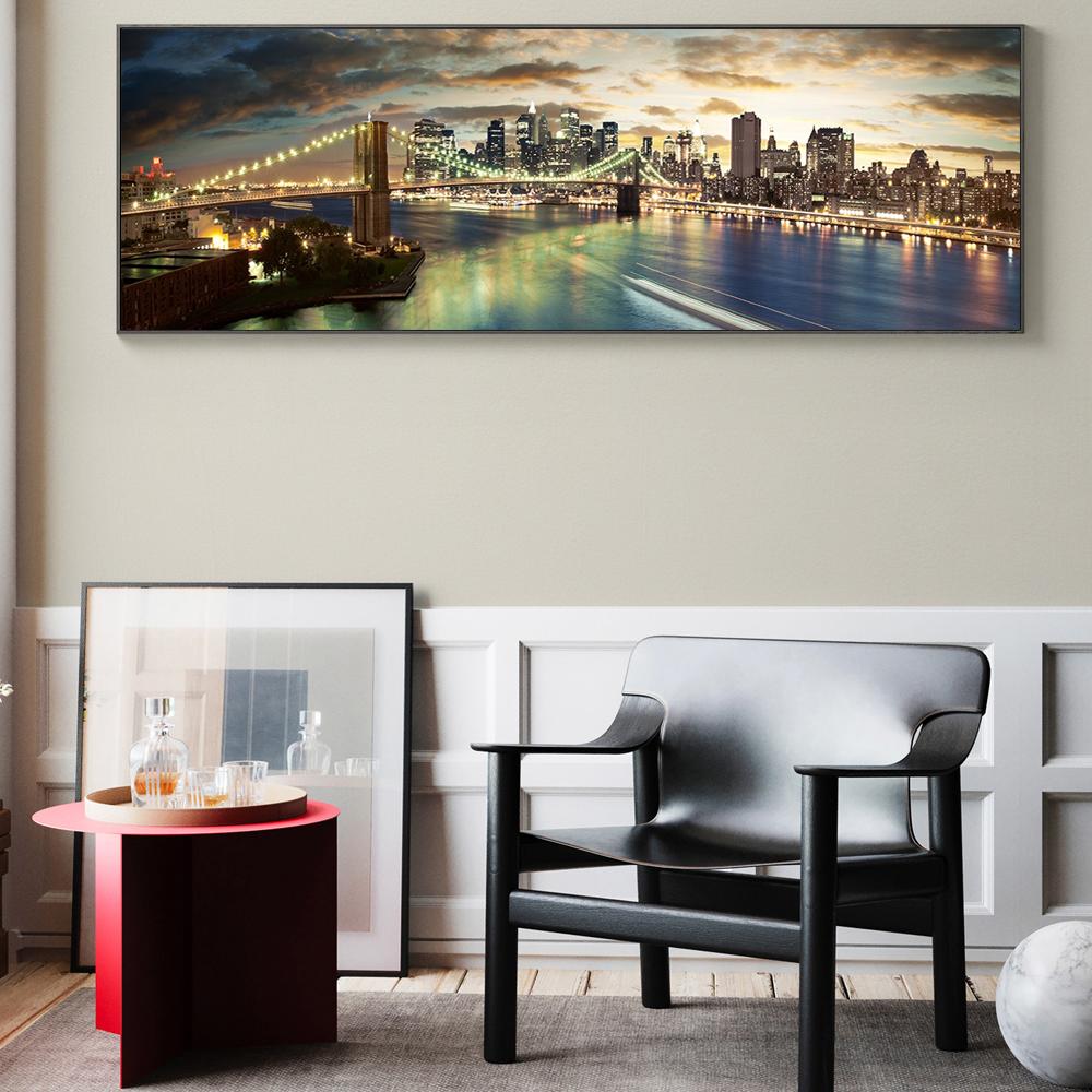 Brooklyn Bridge Night Landscape Canvas Paintings On The Wall Posters And Prints New York City Canvas Pictures For Bed Room Decor Background