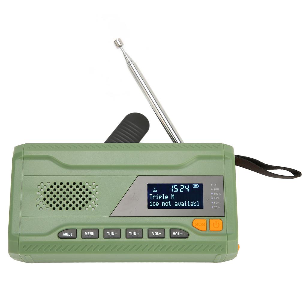 Hand Crank Solar Radio LCD Screen 3 Charge Modes Support DAB FM BT Portable Emergency Weather Radio