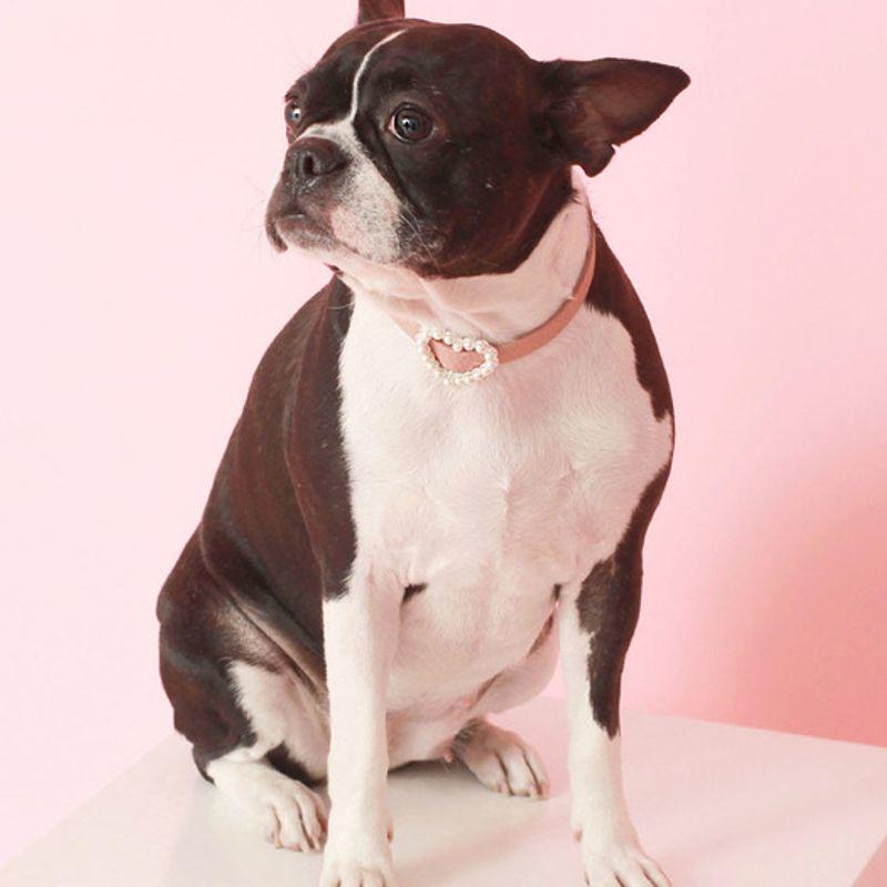 MAISON DE MIU Herz Perlenkragen_Rosenrosa