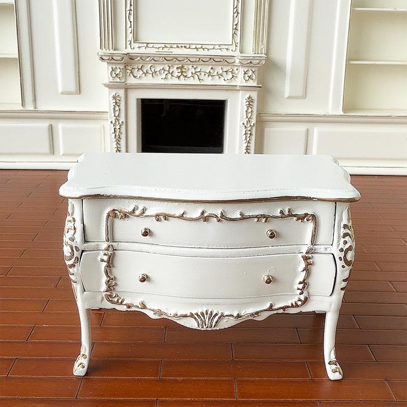 

Сделай сам 1:12 Кукольный домик Миниатюрная модель Сцена Европейский позолоченный шкаф Комод с выдвижными ящиками Открывается Имитация мебели Игрушка для ролевых игр белый