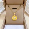 Oil Drop Yellow Daisy Luxury Temperament Gorgeous Full Diamond Necklace Female Versatile Collarbone Chain Titanium Steel Chain