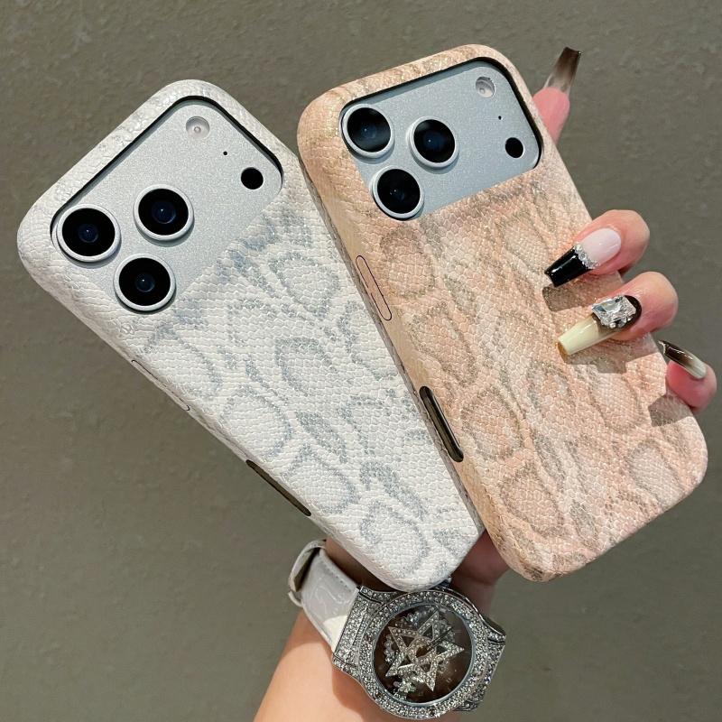Husă Colorată Strălucitoare din Piele de Șarpe de Lux pentru iPhone 17 16 15 14 13 Pro Max Capac Premium cu Model Imitație Piele de Șarpe Rezistent la Șocuri
