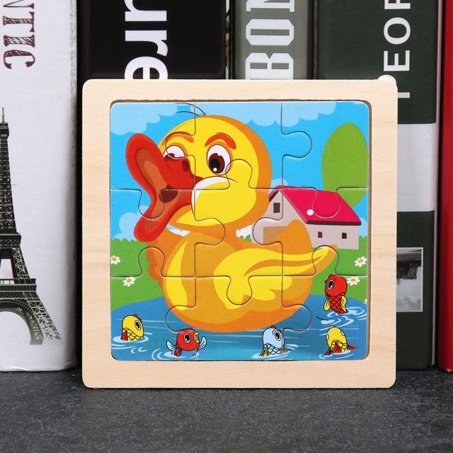 3pcs Puzzle Piece Wooden Children Cartoon Animal Pattern Puzzle Toy For Early Childhood Education 3-7 Years Old