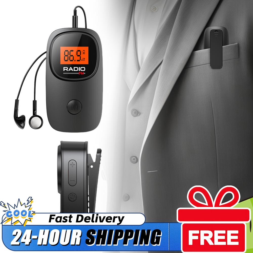 Mini Portable FM Radio Digital Tuning Pocket Clip Radio with Earphone Battery Operated Radio for Home Outdoor Walking Jogging