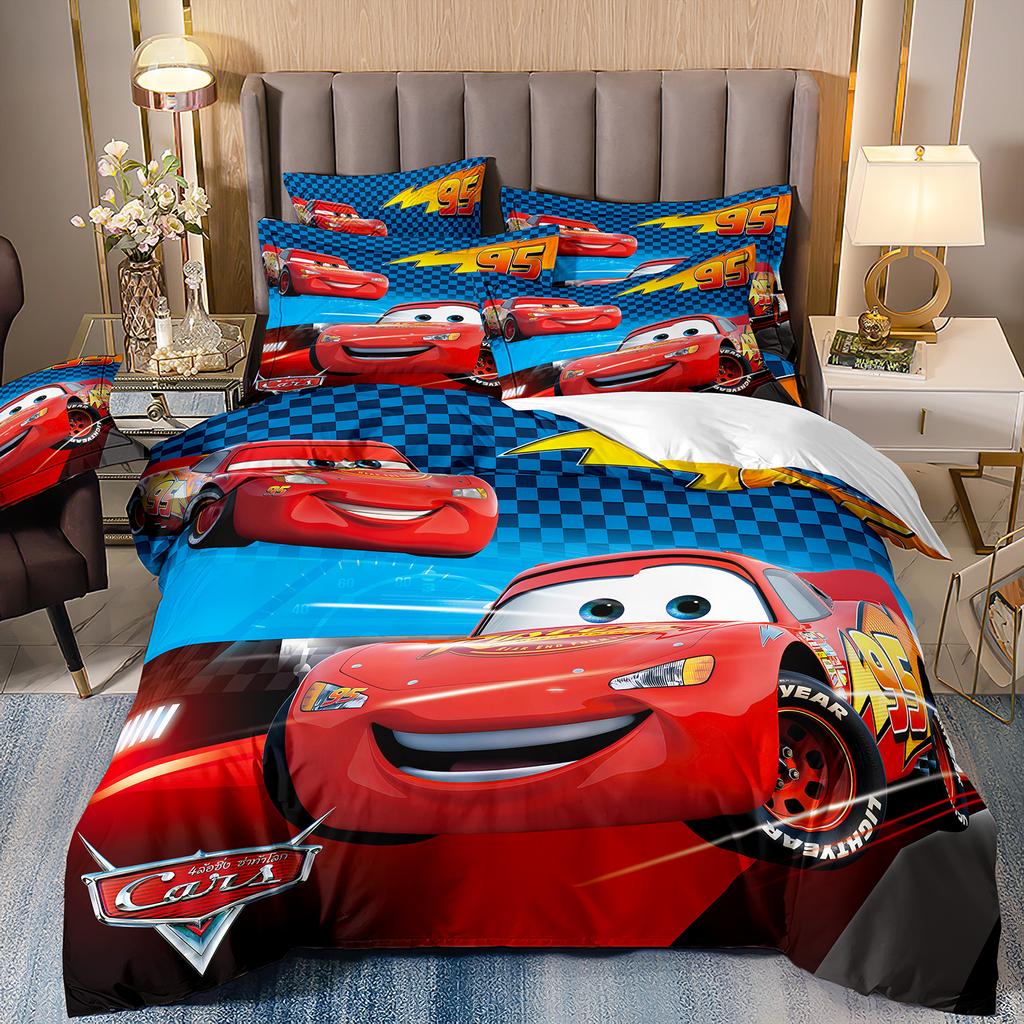 Cars Lightning McQueen Bedding SetsTeenagers boys 3D Print Duvet Cover and Pillowcases Children Quilt Cover Red Cars motifs