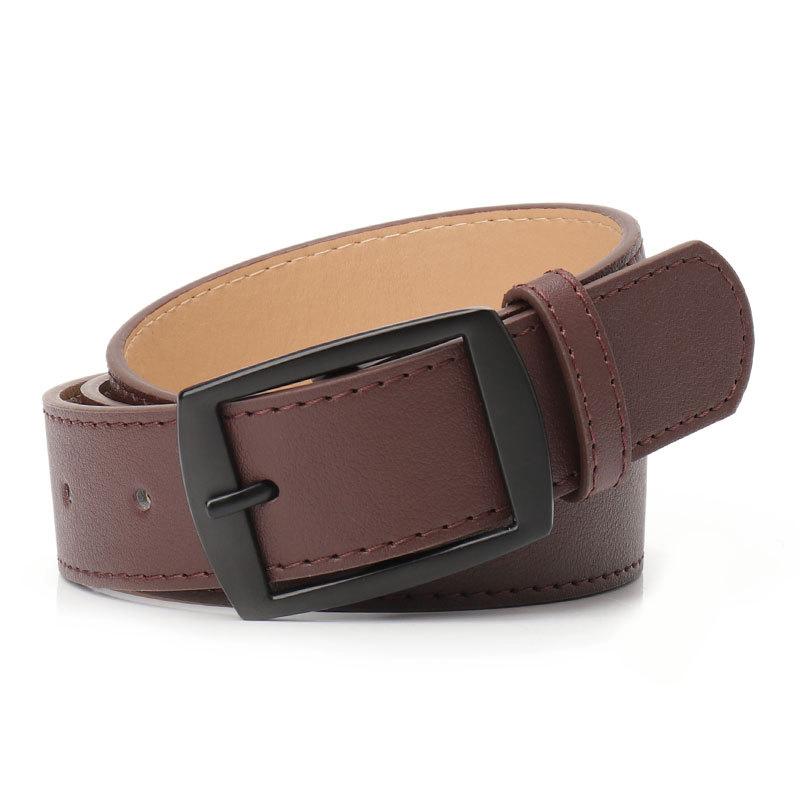 

European and American Casual Square Buckle Imitation Leather Belt for Men and Women Versatile Jeans Belt Fashionable and High-end Women s Belt
