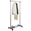 Single-bar Vertical & Horizontal Stretching Stand Clothes Rack with Shoe Shelf YJ-01 Black & Silver