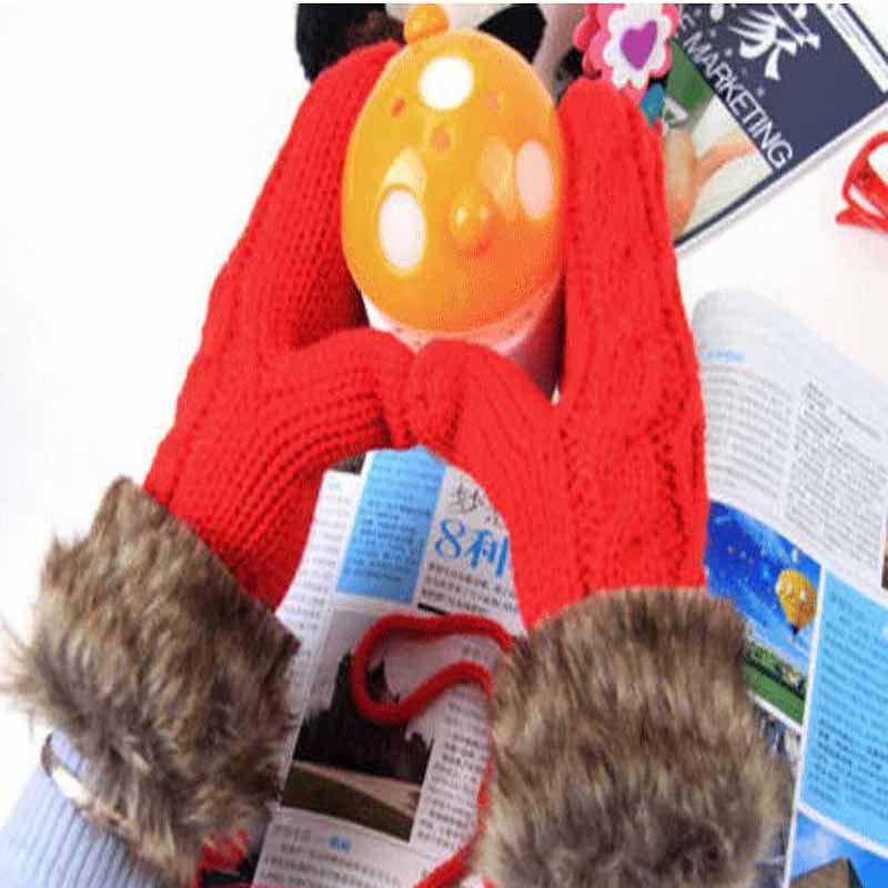 Damen Mädchen Warme Cartoon-Handschuhe Niedliche Gestrickte Winterfäustlinge mit Kuscheligem Komfort