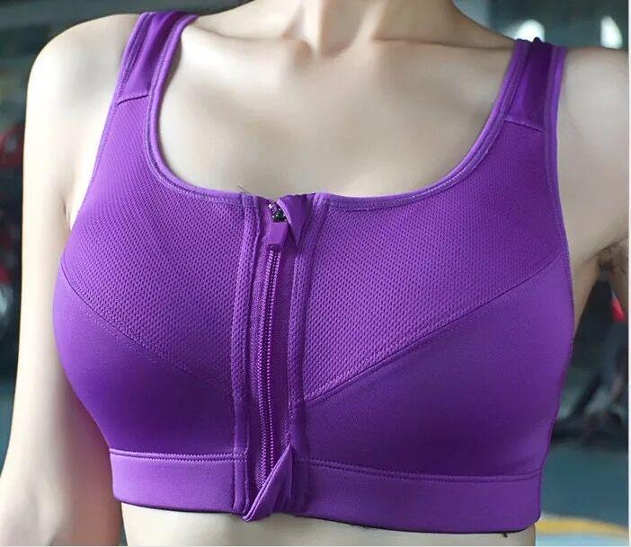 High-Impact Wirefree Shockproof Adjustable Sports Bra with Front Zip