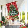 Merry Christmas Double-Sided Garden Banner , Polyester Outdoor Lawn Sign Without Electricity, Festive Tree & Buffalo Plaid Decor