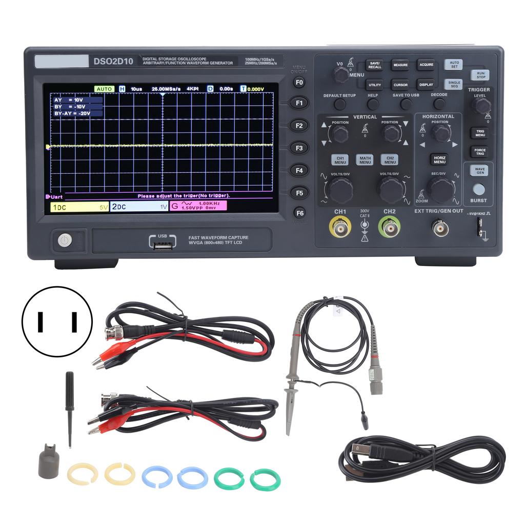 DSO2D10 2CH Digital Storage Oscilloscope 100MHz 1GSa s 8M with 1CH Signal Source for Electronic MaintenanceUS Plug
