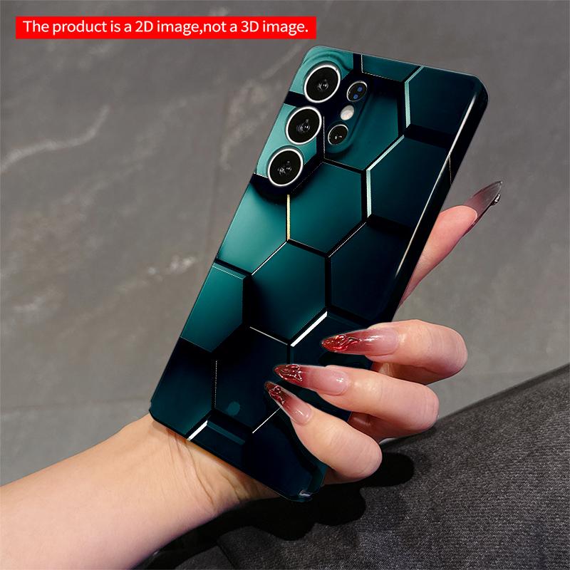 2DFlat Samsung phone case Teal Hexagon Geometric Pattern Phone Case Applicable to Galaxy S23 S24 S25ULTRA S26 A12 A14 A15 A16 A54 A55