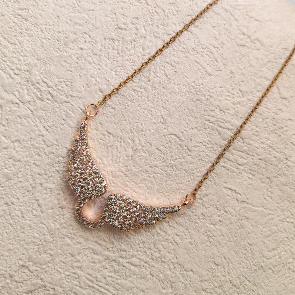 Angel Wing Rhinestone Inlaid Clavicle Necklace Fashion Charm Jewelry