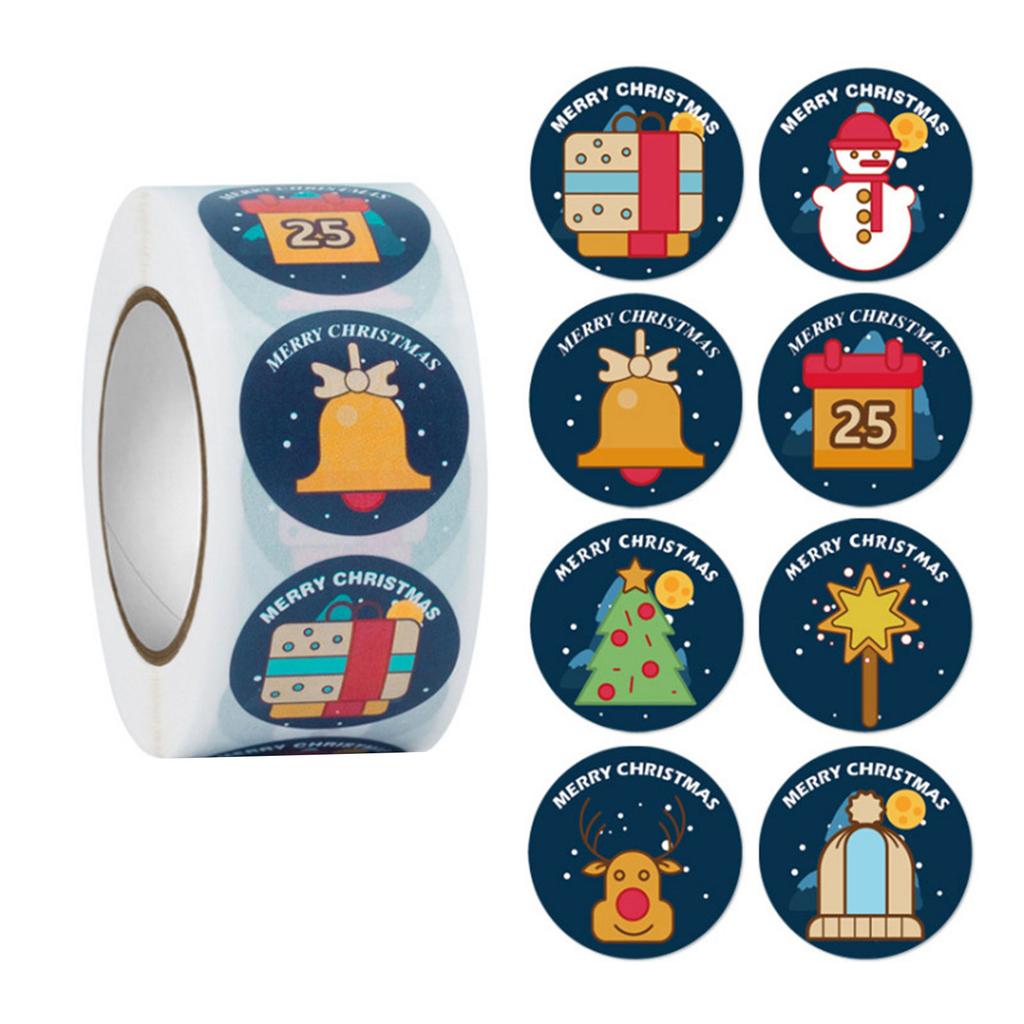 500pcs/roll Round Adhesive Christmas Stickers Merry Christmas Labels Sticker Small Business Package Box Stickers Decor