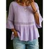 2026 Spring/Summer Fashion Women's Solid Color Round Neck Ruffle Sleeve Casual Top