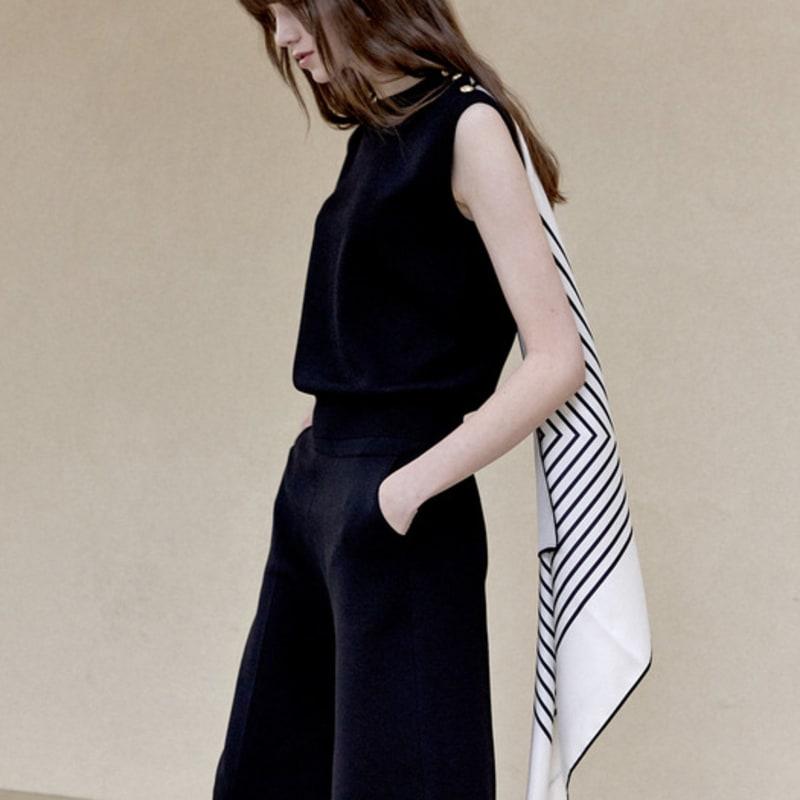 Sea of Seas Stripe Centered Monogram Silk Scarf Ivory