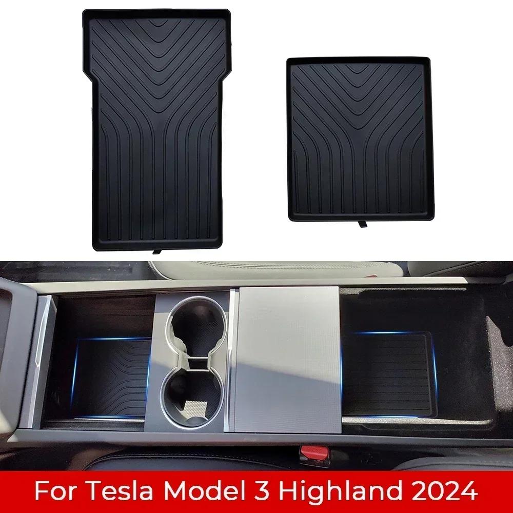 Center Console Organizer Tray Storage Box Stowing Tidying Lower Bottom Mat Tray Cup Pads For New Tesla Model 3 Highland 2026