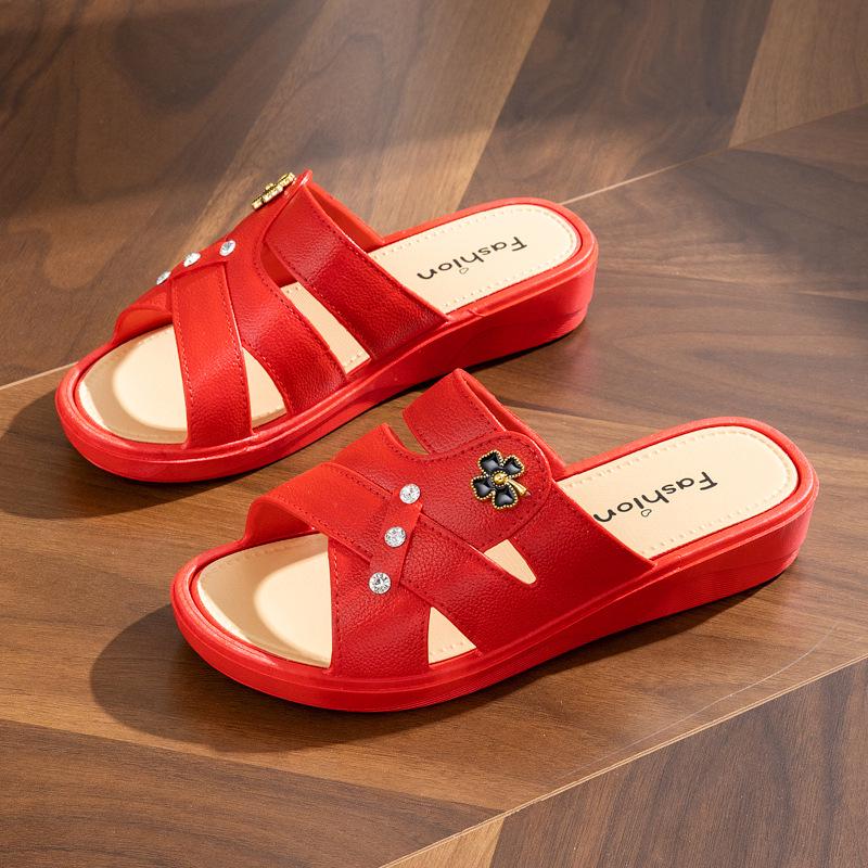 Women's Summer Platform Wedge Heel Non-Slip Mid-Heel Slippers